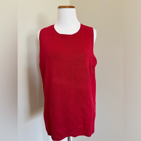 Ann Taylor Sweaters - NWT Ann Taylor Red Linen Blend Sleeveless Crew Neck Sweater Size Large